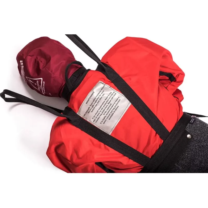 Close-up of the backside of a Ruth Lee™ Casualty Evacuation Manikin, showing detailed features and durable construction for rescue training.