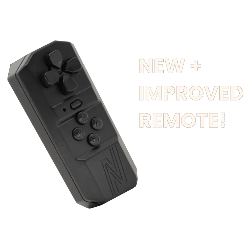 Remote control for NightRide 360 Plus HighRes Thermal Camera with 19mm lens and 640 x 512 resolution, featuring ergonomic buttons for easy operation.