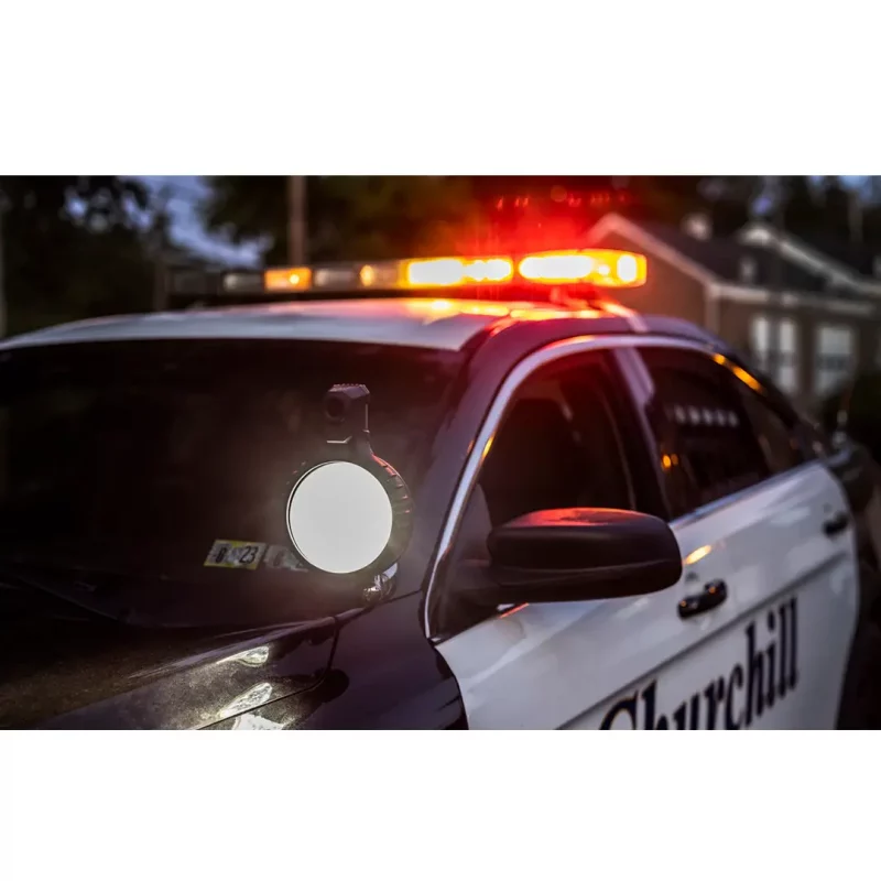 NightRide PRO-SL S04 384/640 thermal camera mounted on a police car for advanced vehicle-based thermal imaging.