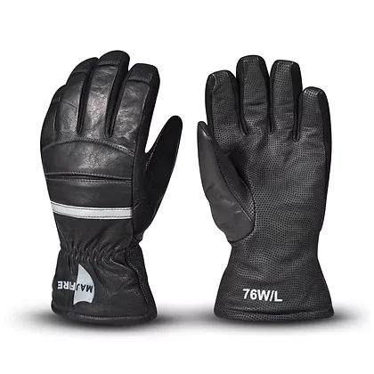 MajFire M7G Structural Firefighting Kangaroo Leather Gloves – Gauntlet shown in black leather with perforated palm grip and reinforced stitching, featuring an extended gauntlet cuff for added wrist coverage, durability, and reliable heat protection.