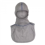 MajFire PRO-X2 VSROYAL GY Hood shown in grey flame-resistant fabric with blue contrast stitching, featuring a full-coverage design for enhanced protection, comfort, and a secure fit.