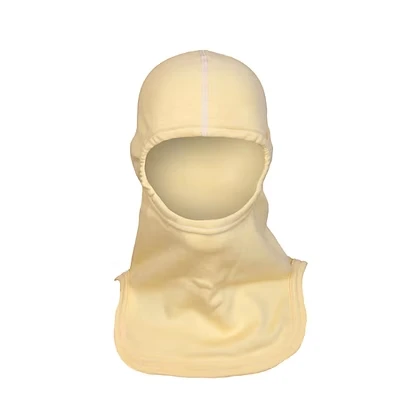 MajFire PRO-X1 PK10 Hood shown in light yellow flame-resistant fabric with reinforced seams, featuring a full-coverage design for reliable thermal protection, comfort, and a secure fit.