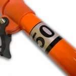 Close-up of the Northern Diver 1.7m Telescopic Wading Pole, showing the orange shaft with black locking clamp and length markings.