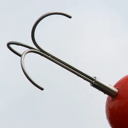 Northern Diver stainless steel Grapple Hook Reach Pole Attachment with dual curved prongs, mounted on a pole.