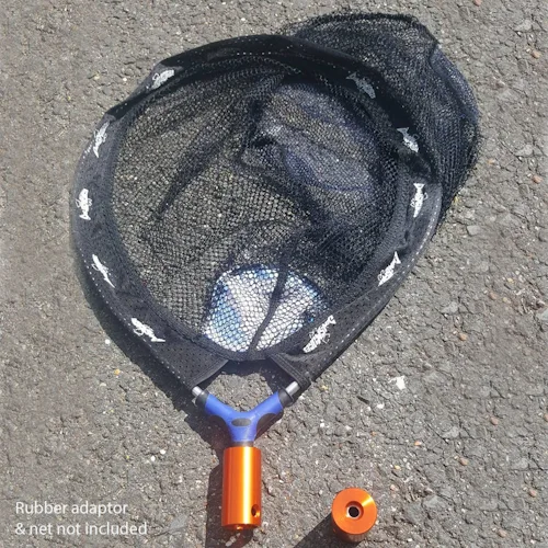Northern Diver Net Attachment for reach pole with blue Y-frame connected.