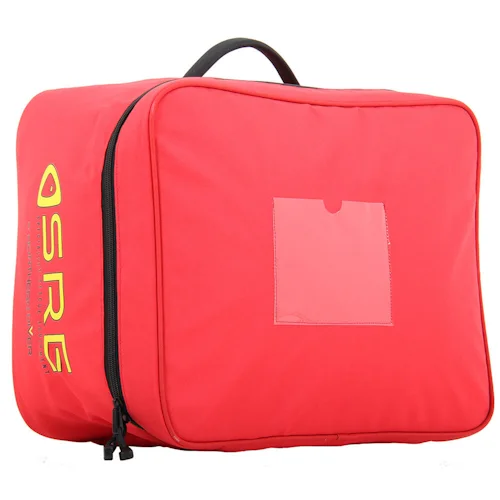 Northern Diver 36L Reach Pole Attachments Storage Bag from a side angle, showing the top carry handle, zip closure, and clear document pocket.
