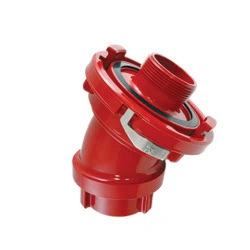 Kochek red aluminum Storz 2-in-1 elbow adapter with locking pin coupling.