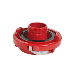 Kochek red aluminum Storz 2-in-1 adapter with male threaded outlet and locking pin coupling.