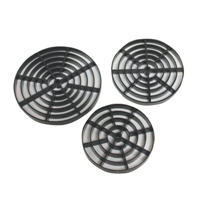 Kochek black ABS suction strainer screens in three sizes.