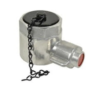 Kochek aluminum British instantaneous cap with rubber plug and attached chain.