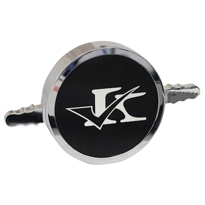 Kochek chrome fire pump steamer cap with female swivel long handle and Kochek logo.