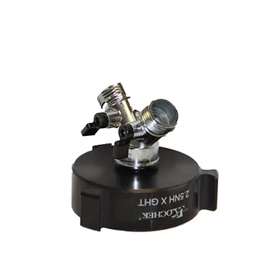 Black Kochek rigid male threaded-to-flange adapter with bolt-hole flange for fire hose connections.
