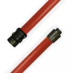 Red Kochek KRBH heavy duty rubber covered hose rated for 800 PSI with black threaded couplings on each end.