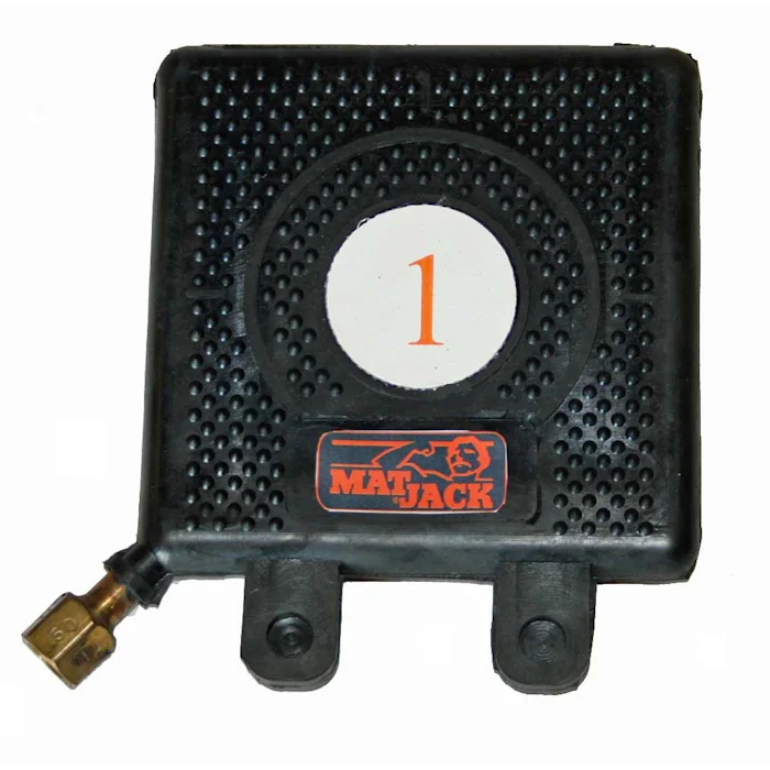 Black Matjack 1.5 ton aramid high-pressure air lifting bag with brass fill valve and reinforced textured surface.