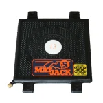 Black Matjack 13 ton steel/aramid high-pressure air lifting bag with brass fill valve and safety warning label.